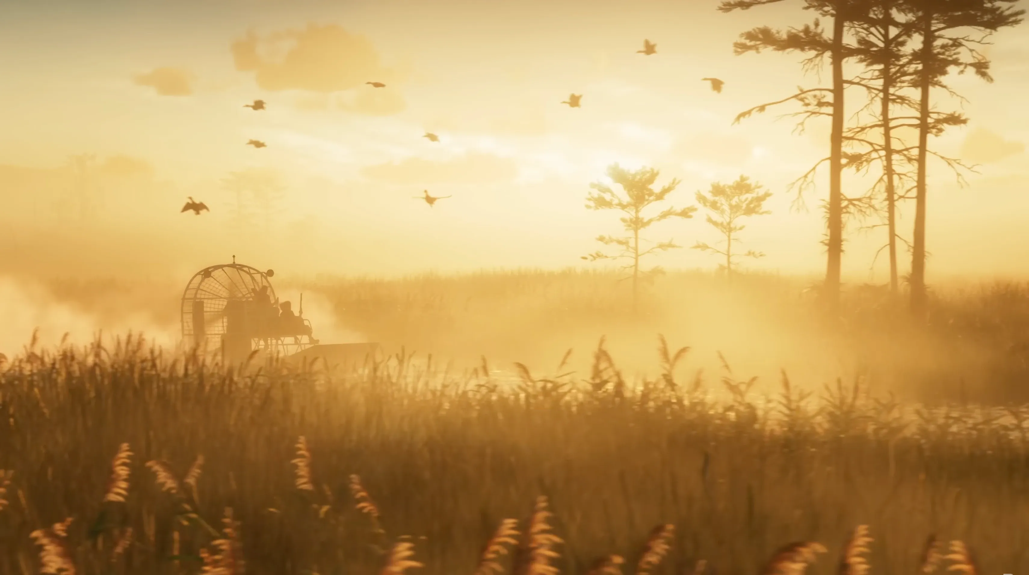 An airboat cruising through the Grassrivers - Trailer 1 Shot