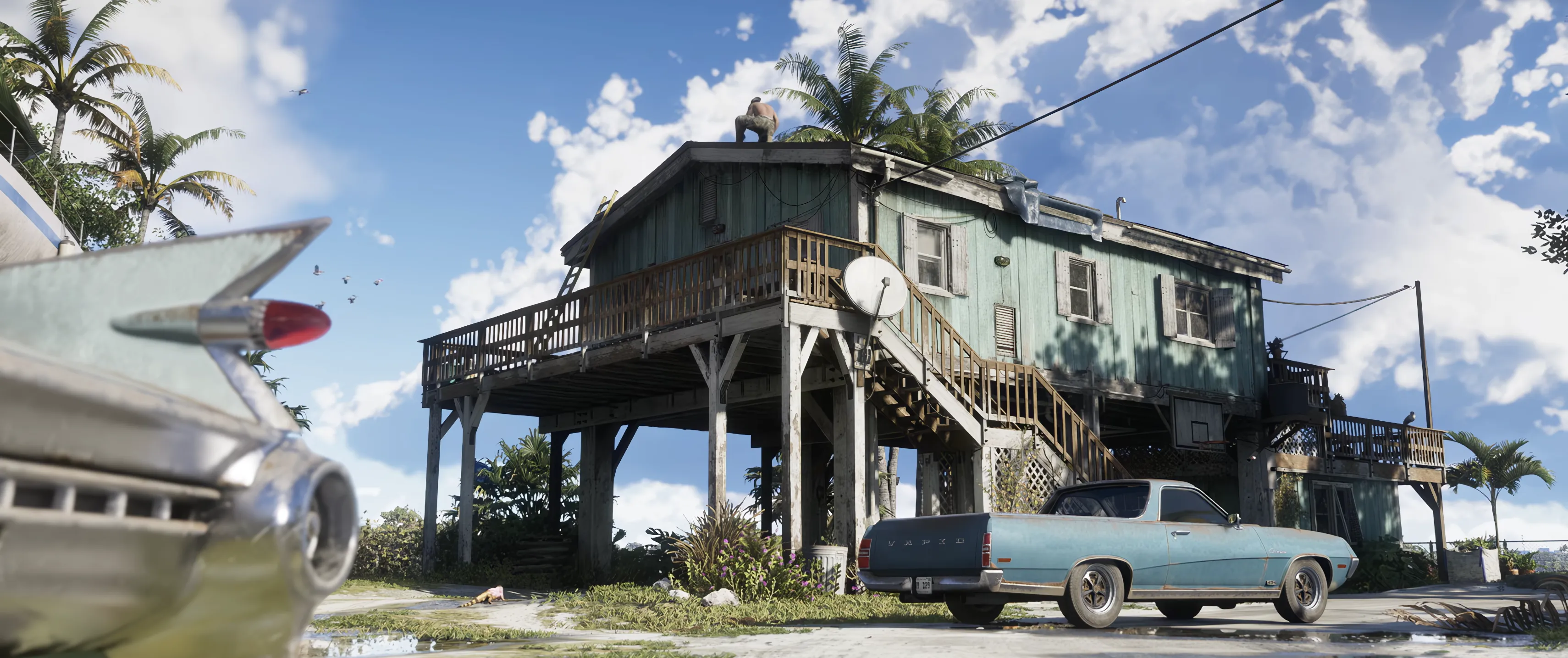 Jason fixing the roof - Trailer 2 Shot