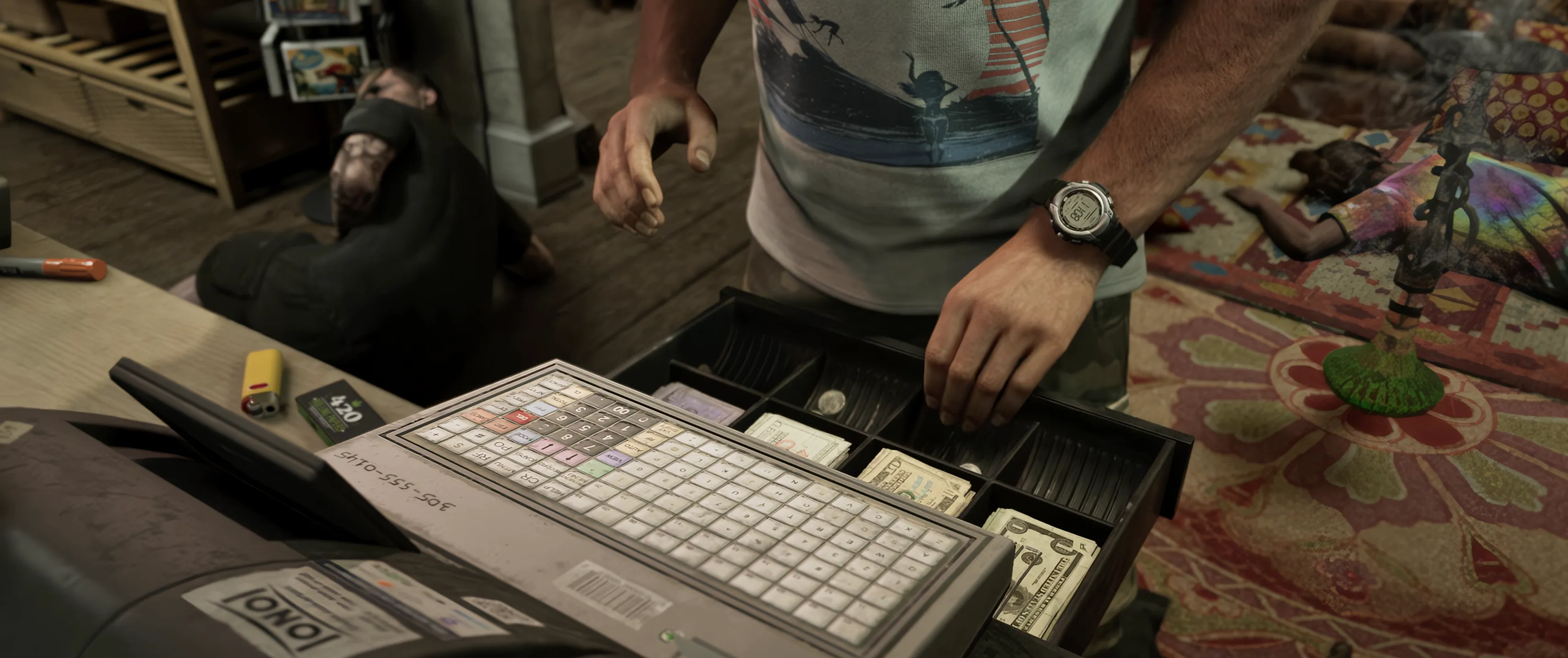 Jason robs the cash register - Trailer 2 Shot