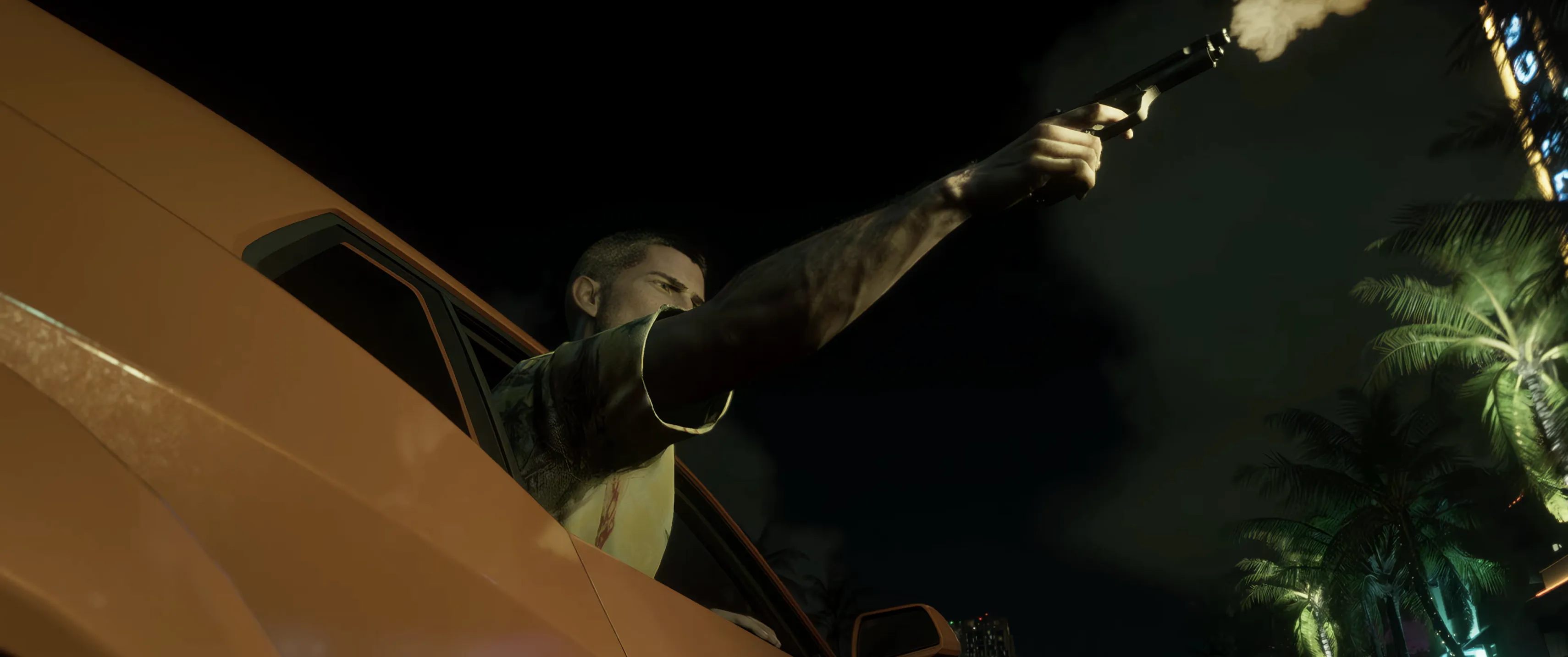 Jason shooting from a car - Trailer 2 Shot