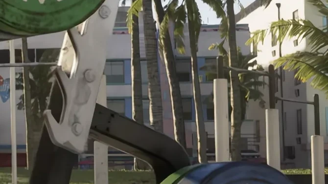 Jason working out on the beach - Trailer 2 Shot