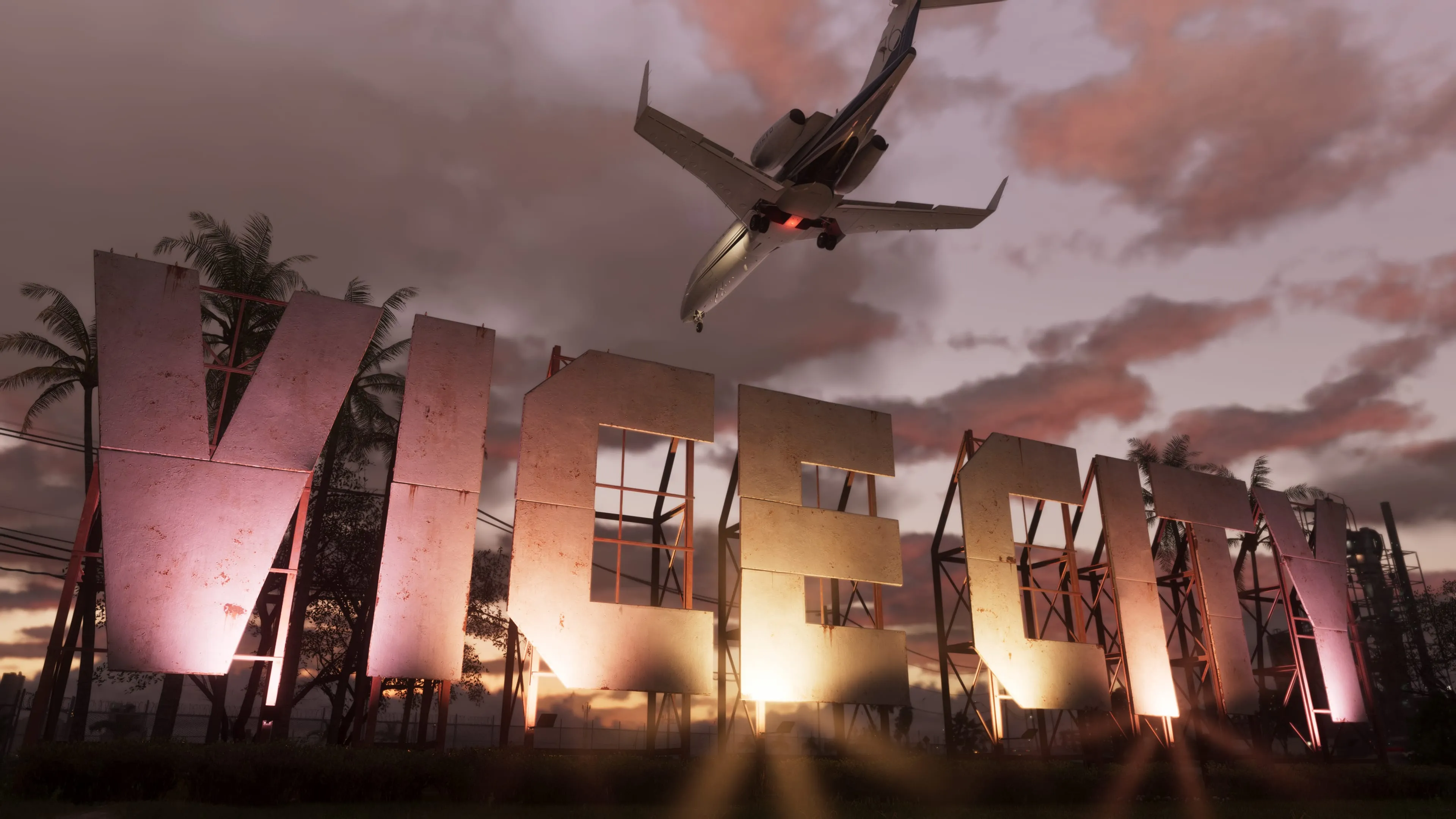 Vice City letters at dusk